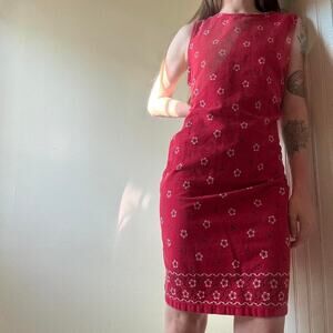 Vintage A.M.I. Red Bandana Cotton Shift Dress Small Summer Vacation